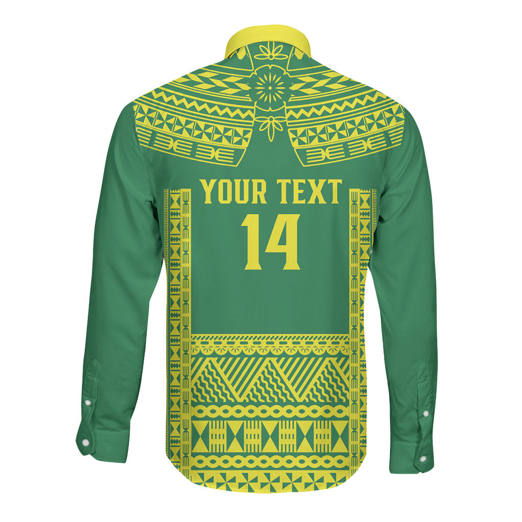 Fiji Tailevu Rugby Custom Long Sleeve Button Shirt Go Champions Fijian Tapa Pattern LT14 - Polynesian Pride