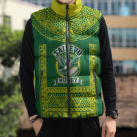 Fiji Tailevu Rugby Custom Sleeveless Puffer Jacket Go Champions Fijian Tapa Pattern LT14 - Polynesian Pride