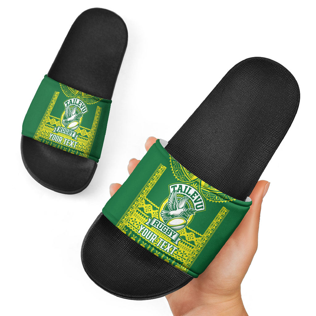 Fiji Tailevu Rugby Custom Slide Sandals Go Champions Fijian Tapa Pattern LT14 - Polynesian Pride