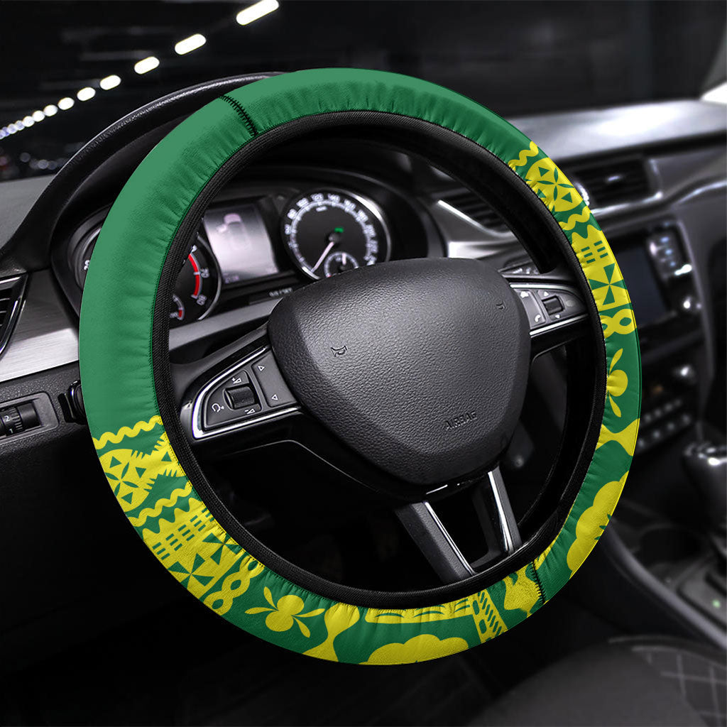 Fiji Tailevu Rugby Steering Wheel Cover Go Champions Fijian Tapa Pattern