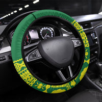 Fiji Tailevu Rugby Steering Wheel Cover Go Champions Fijian Tapa Pattern LT14 Universal Fit Green - Polynesian Pride