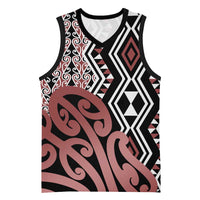 New Zealand Basketball Jersey Aotearoa Kowhaiwhai Mix Taniko Art LT14 Unisex Brown - Polynesian Pride