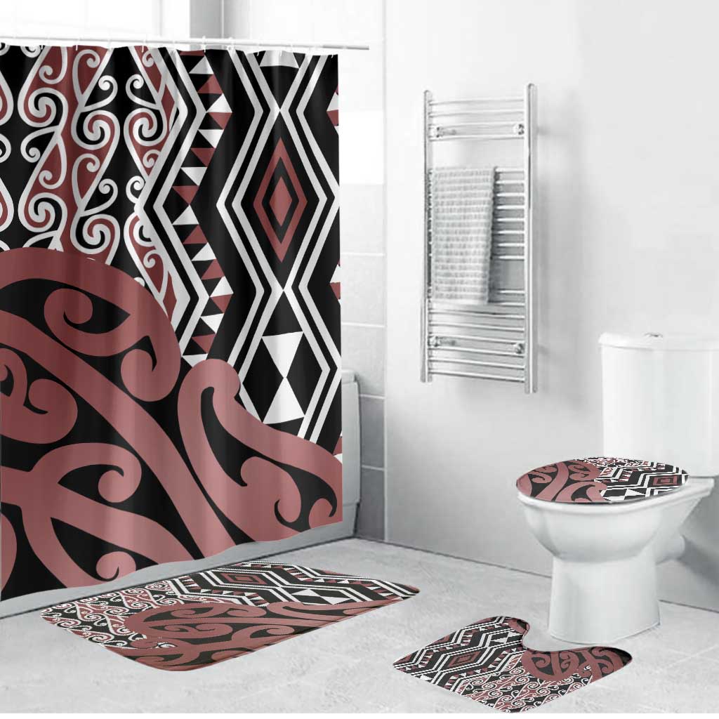 New Zealand Bathroom Set Aotearoa Kowhaiwhai Mix Taniko Art - Polynesian Pride