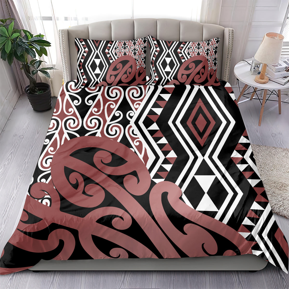 New Zealand Bedding Set Aotearoa Kowhaiwhai Mix Taniko Art LT14 - Polynesian Pride