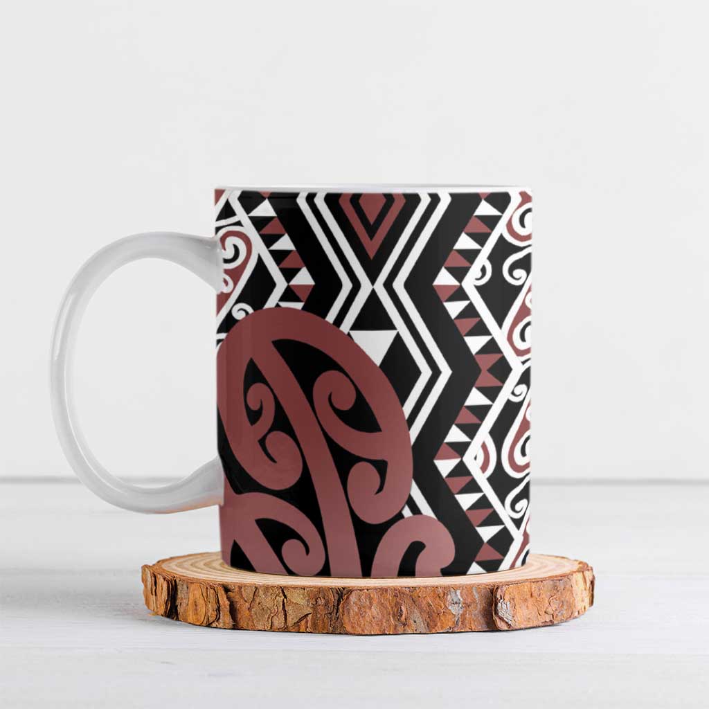 New Zealand Ceramic Mug Aotearoa Kowhaiwhai Mix Taniko Art - Polynesian Pride