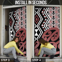 New Zealand Door Cover Aotearoa Kowhaiwhai Mix Taniko Art - Polynesian Pride