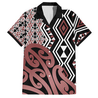 New Zealand Family Matching Long Sleeve Bodycon Dress and Hawaiian Shirt Aotearoa Kowhaiwhai Mix Taniko Art LT14 Dad's Shirt - Short Sleeve Brown - Polynesian Pride
