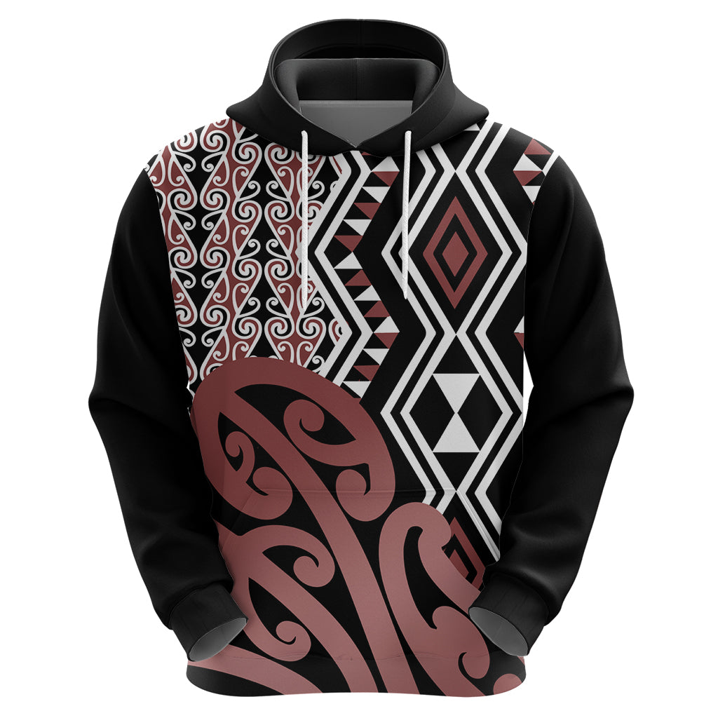 New Zealand Hoodie Aotearoa Kowhaiwhai Mix Taniko Art LT14 - Polynesian Pride