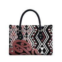 New Zealand Leather Bag Aotearoa Kowhaiwhai Mix Taniko Art - Polynesian Pride