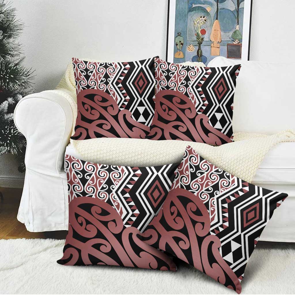New Zealand Pillow Cover Aotearoa Kowhaiwhai Mix Taniko Art - Polynesian Pride