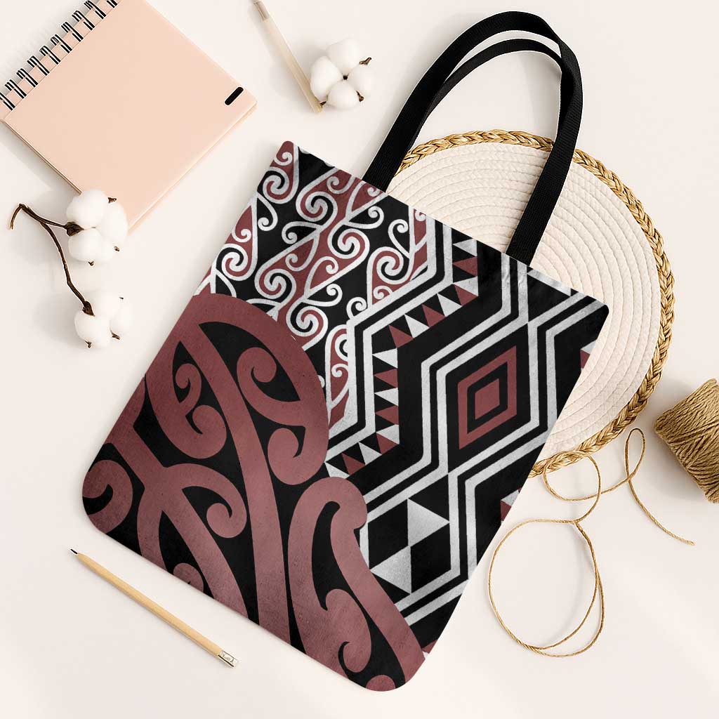 New Zealand Tote Bag Aotearoa Kowhaiwhai Mix Taniko Art - Polynesian Pride