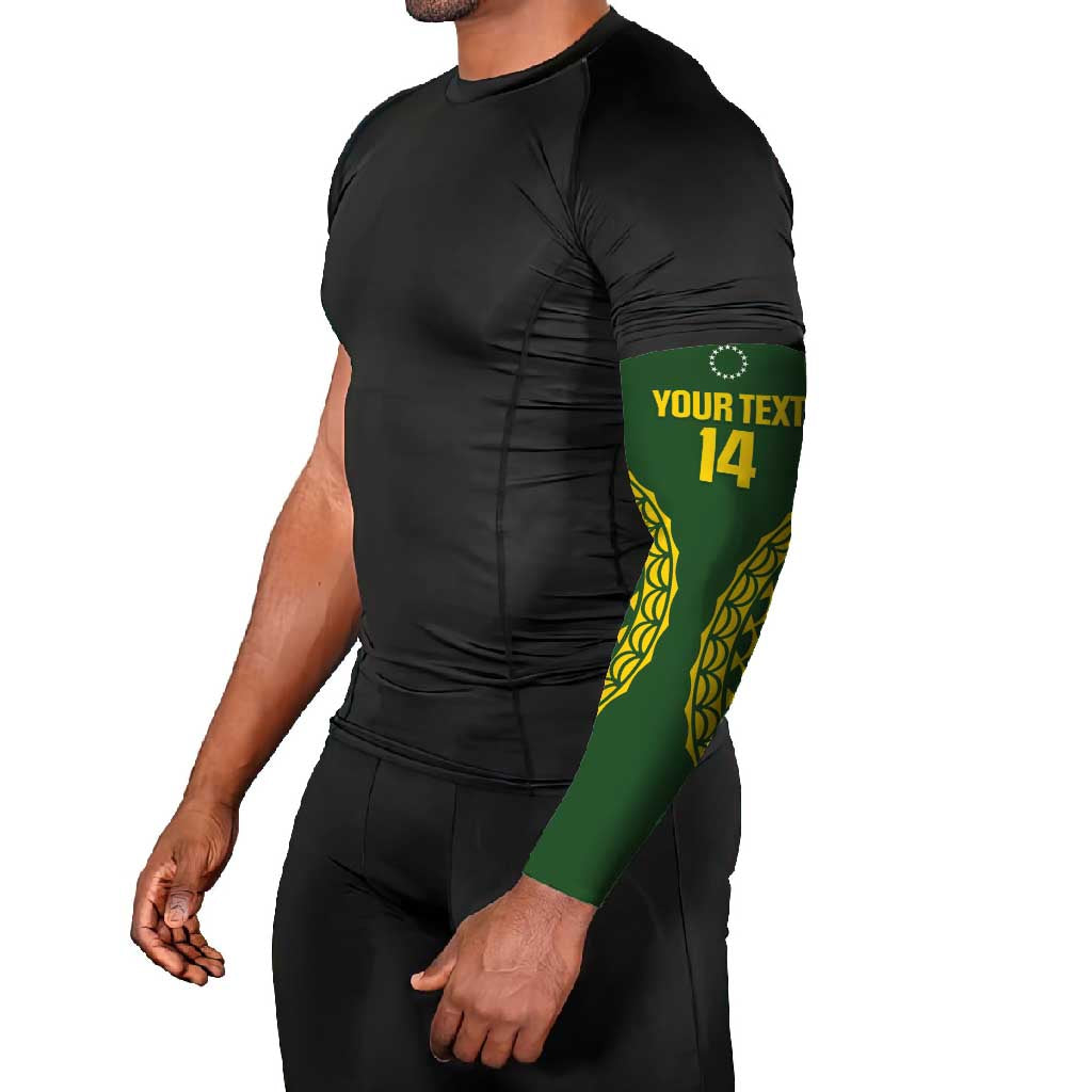 Custom Avaiki Cook Islands Rugby Arm Sleeves Kuki Airani Tatau Green - Polynesian Pride