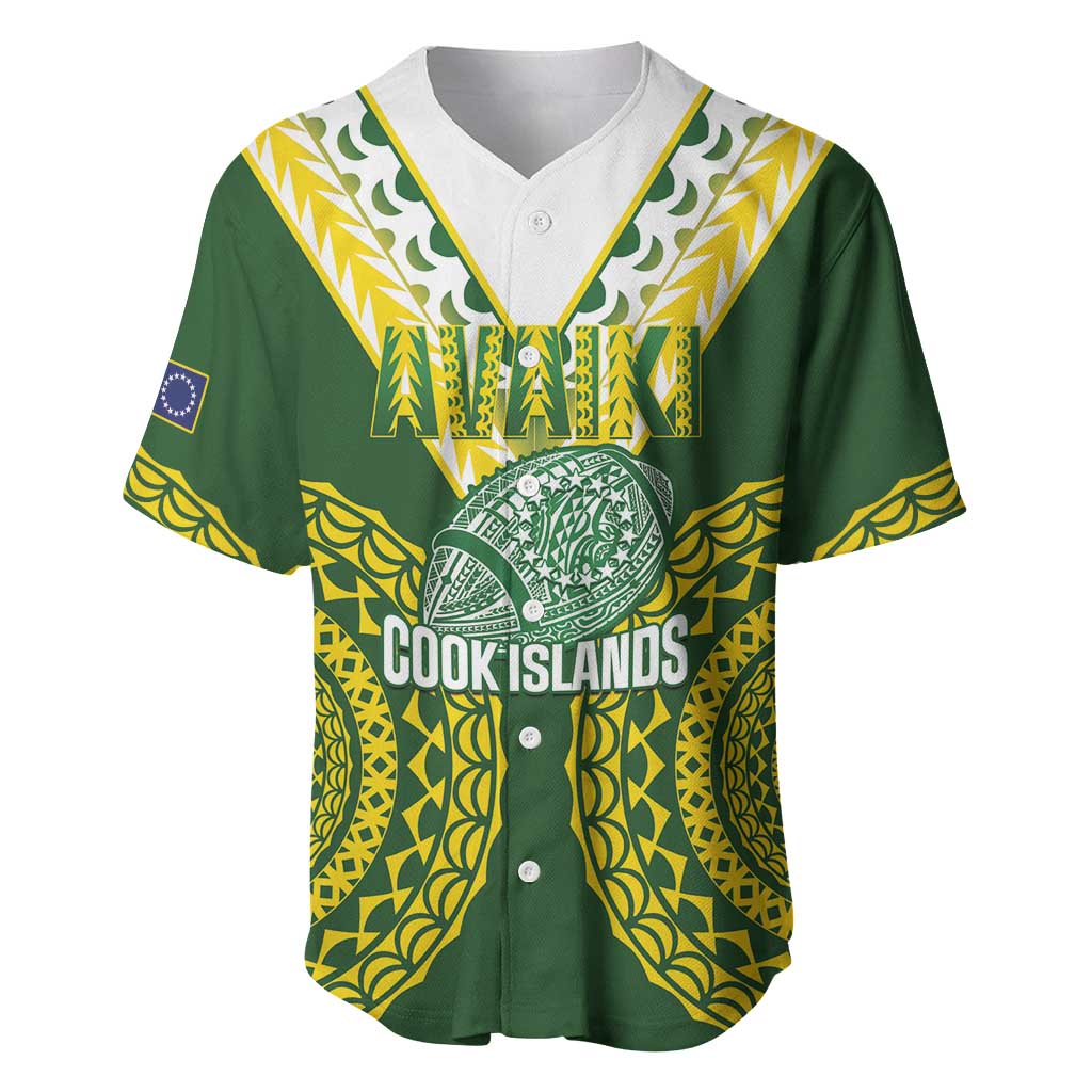 Custom Avaiki Cook Islands Rugby Baseball Jersey Kuki Airani Tatau Green LT14 Green - Polynesian Pride