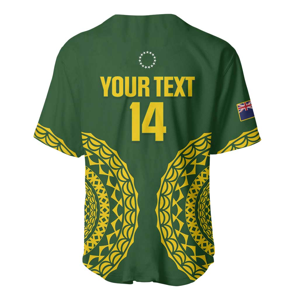 Custom Avaiki Cook Islands Rugby Baseball Jersey Kuki Airani Tatau Green LT14 - Polynesian Pride