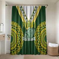Avaiki Cook Islands Rugby Bathroom Set Kuki Airani Tatau Green LT14 Shower Curtain Only Green - Polynesian Pride