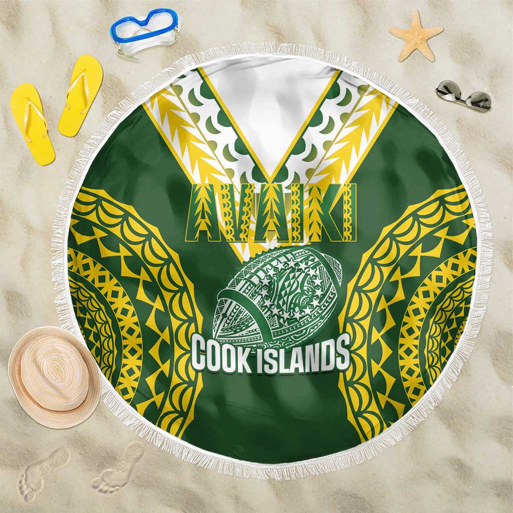 Avaiki Cook Islands Rugby Beach Blanket Kuki Airani Tatau Green LT14 One Size 150cm Green - Polynesian Pride