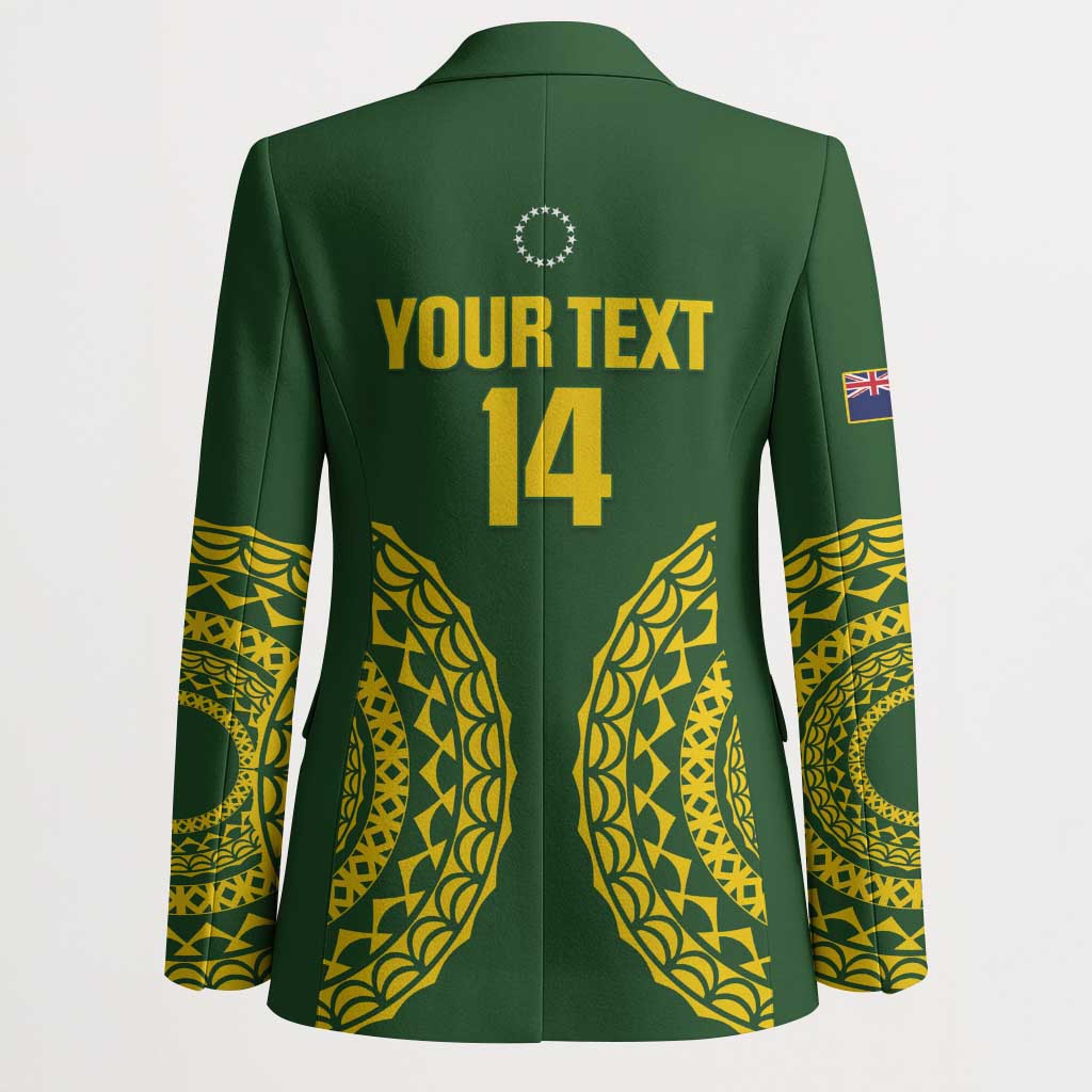 Custom Avaiki Cook Islands Rugby Blazer Kuki Airani Tatau Green LT14 - Polynesian Pride