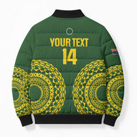 Custom Avaiki Cook Islands Rugby Bomber Puffer Jacket Kuki Airani Tatau Green LT14 - Polynesian Pride