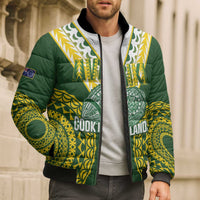 Custom Avaiki Cook Islands Rugby Bomber Puffer Jacket Kuki Airani Tatau Green LT14 - Polynesian Pride
