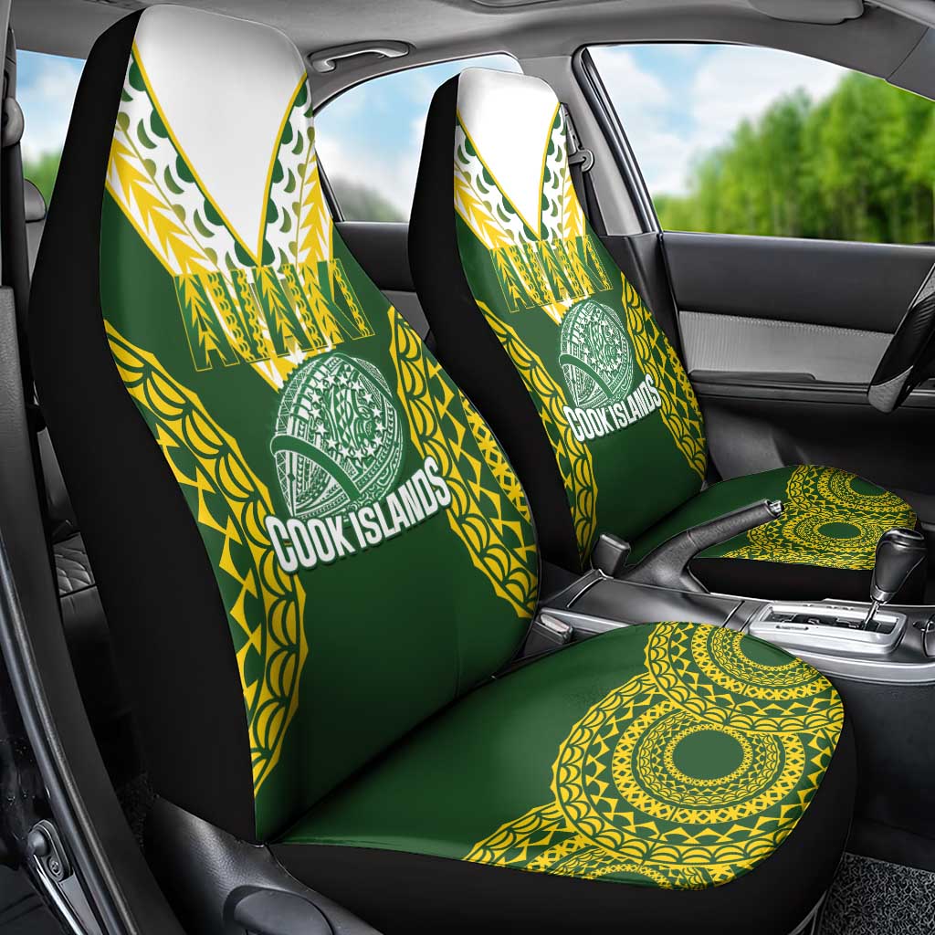Avaiki Cook Islands Rugby Car Seat Cover Kuki Airani Tatau Green - Polynesian Pride