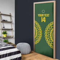 Custom Avaiki Cook Islands Rugby Door Cover Kuki Airani Tatau Green LT14 - Polynesian Pride