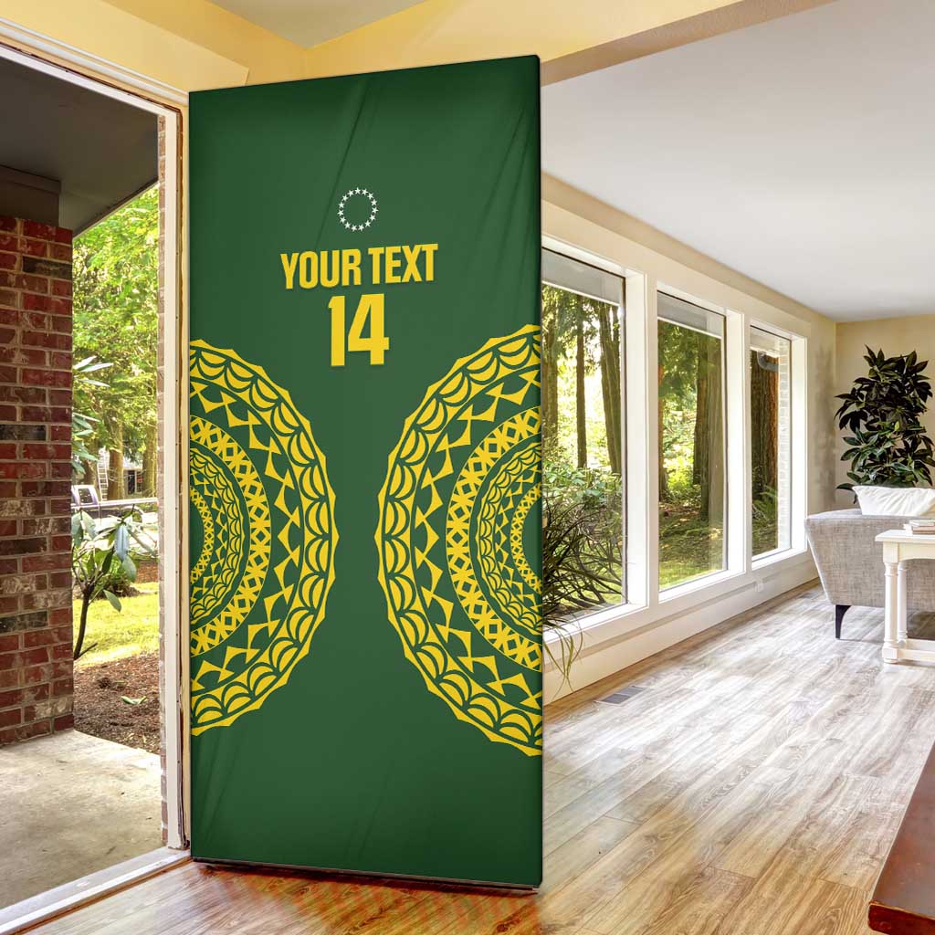 Custom Avaiki Cook Islands Rugby Door Cover Kuki Airani Tatau Green LT14 - Polynesian Pride