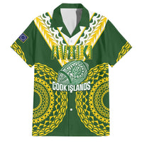 Custom Avaiki Cook Islands Rugby Family Matching Puletasi and Hawaiian Shirt Kuki Airani Tatau Green LT14 Dad's Shirt - Short Sleeve Green - Polynesian Pride