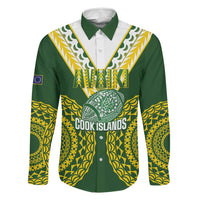 Custom Avaiki Cook Islands Rugby Family Matching Puletasi and Hawaiian Shirt Kuki Airani Tatau Green LT14 Dad's Shirt - Long Sleeve Green - Polynesian Pride