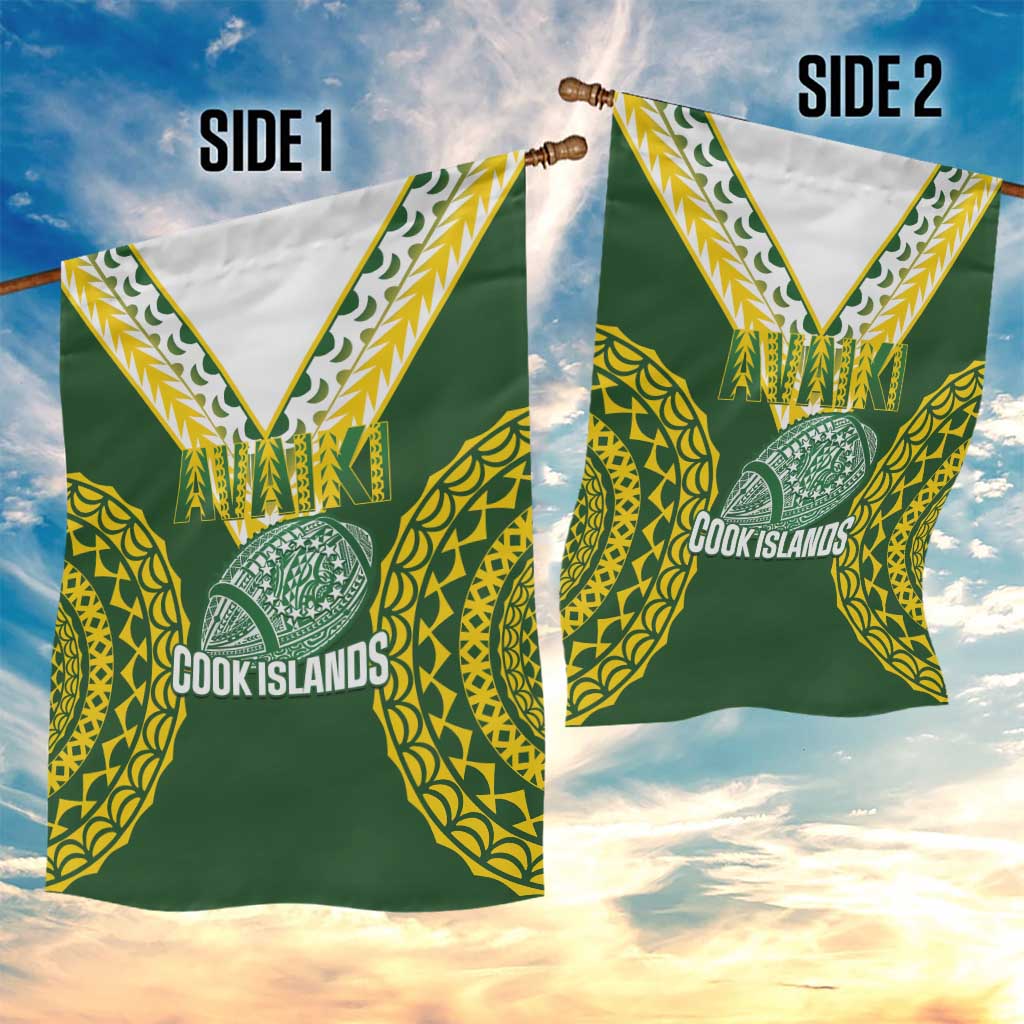Avaiki Cook Islands Rugby Garden Flag Kuki Airani Tatau Green LT14 - Polynesian Pride