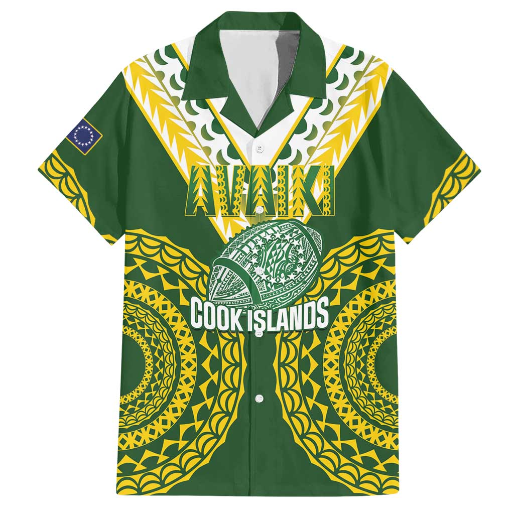 Custom Avaiki Cook Islands Rugby Hawaiian Shirt Kuki Airani Tatau Green - Polynesian Pride