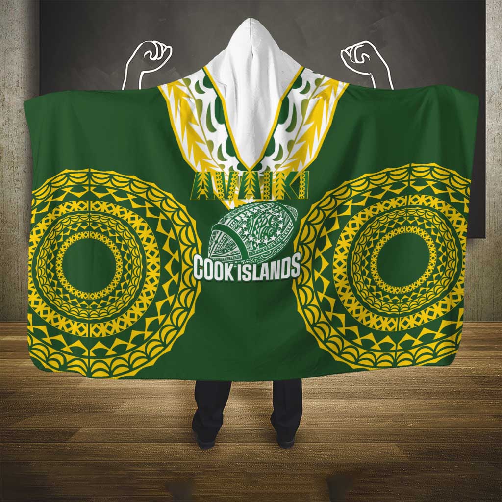 Avaiki Cook Islands Rugby Hooded Blanket Kuki Airani Tatau Green LT14 - Polynesian Pride