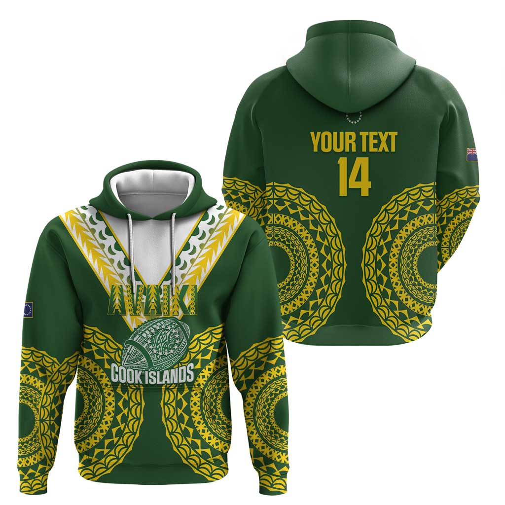 Custom Avaiki Cook Islands Rugby Hoodie - Kuki Airani Tatau Green LT14 - Polynesian Pride