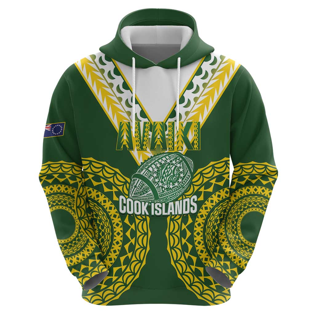 Custom Avaiki Cook Islands Rugby Hoodie - Kuki Airani Tatau Green LT14 - Polynesian Pride