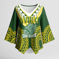 Custom Avaiki Cook Islands Rugby Kimono Sleeve Blouse Kuki Airani Tatau Green LT14 Female Green - Polynesian Pride