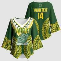 Custom Avaiki Cook Islands Rugby Kimono Sleeve Blouse Kuki Airani Tatau Green LT14 - Polynesian Pride