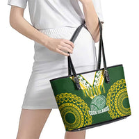 Avaiki Cook Islands Rugby Leather Tote Bag Kuki Airani Tatau Green LT14 - Polynesian Pride