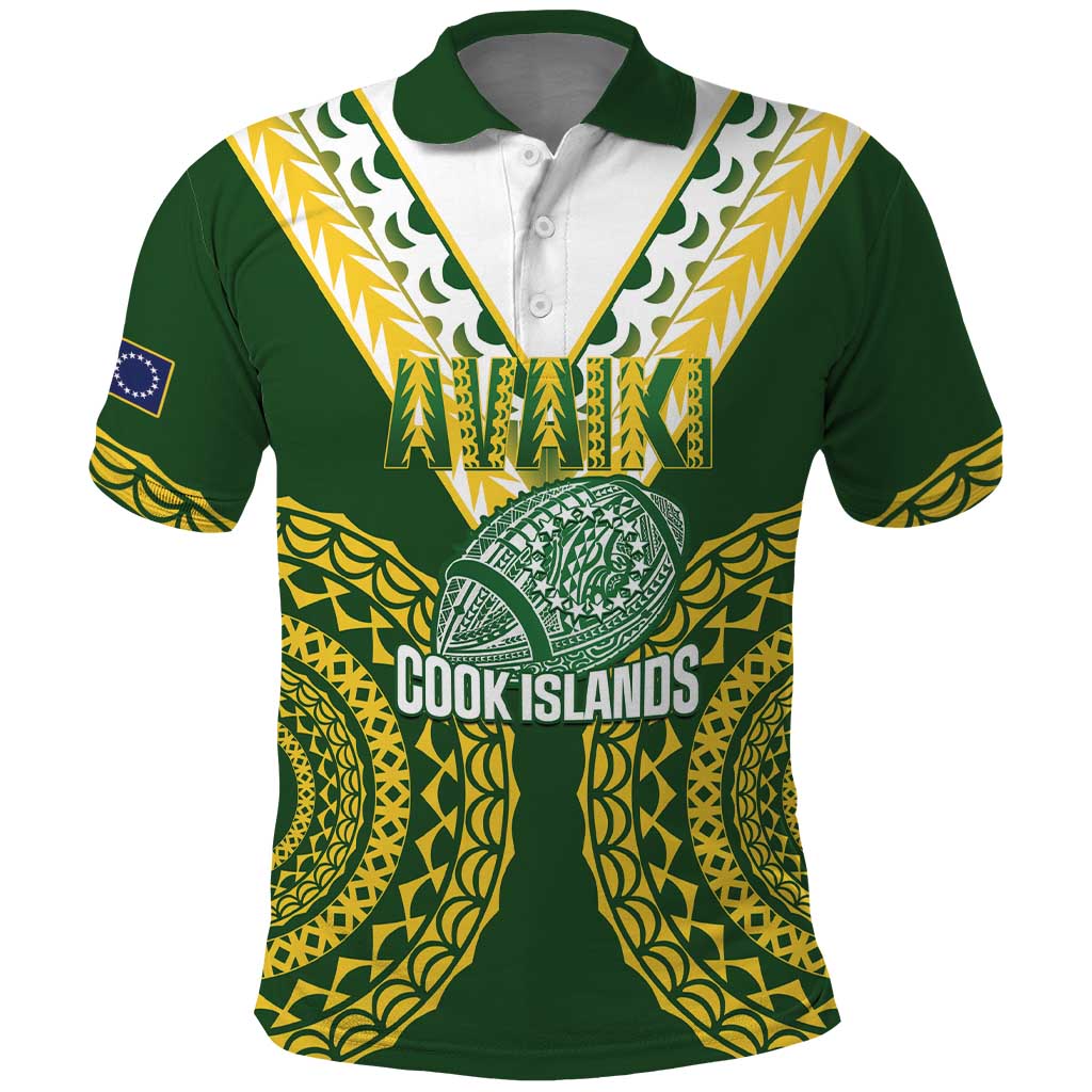 Custom Avaiki Cook Islands Rugby Polo Shirt Kuki Airani Tatau Green LT14 Green - Polynesian Pride