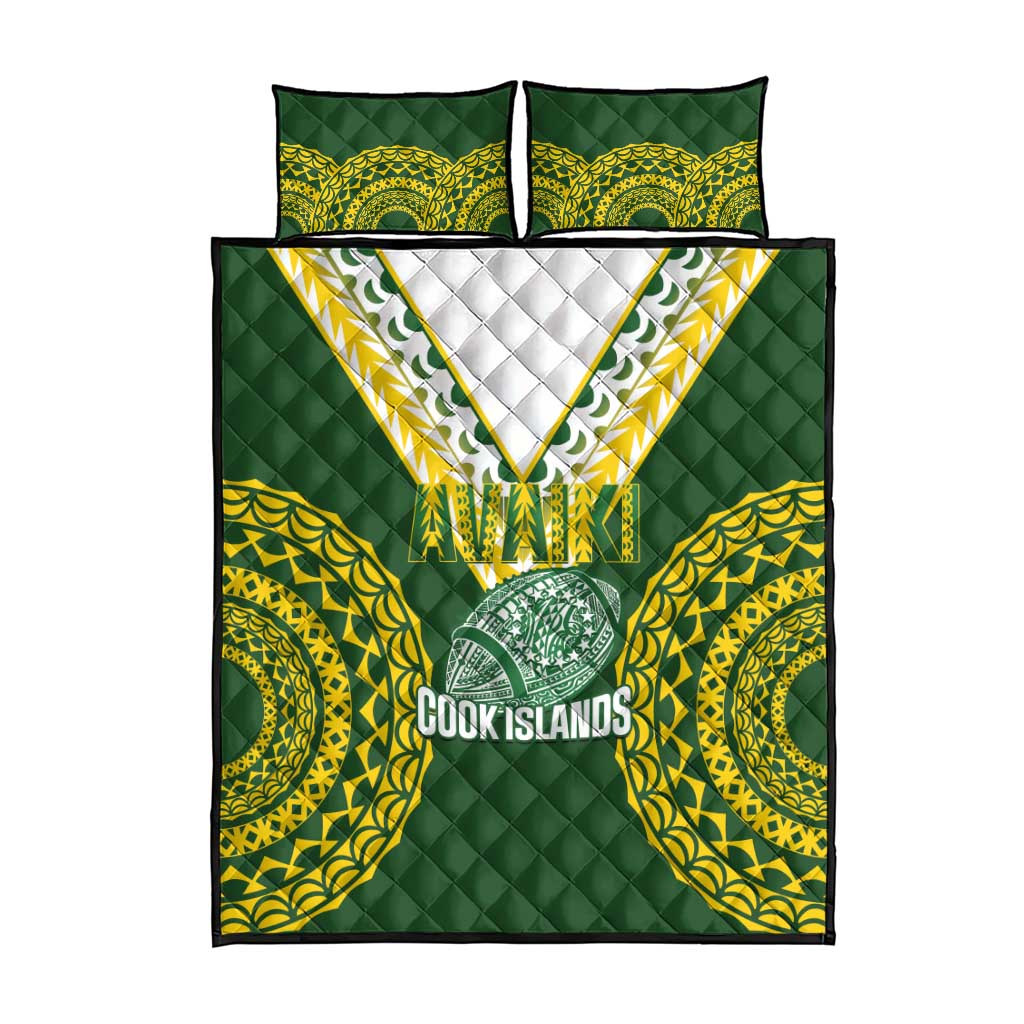 Avaiki Cook Islands Rugby Quilt Bed Set Kuki Airani Tatau Green - Polynesian Pride