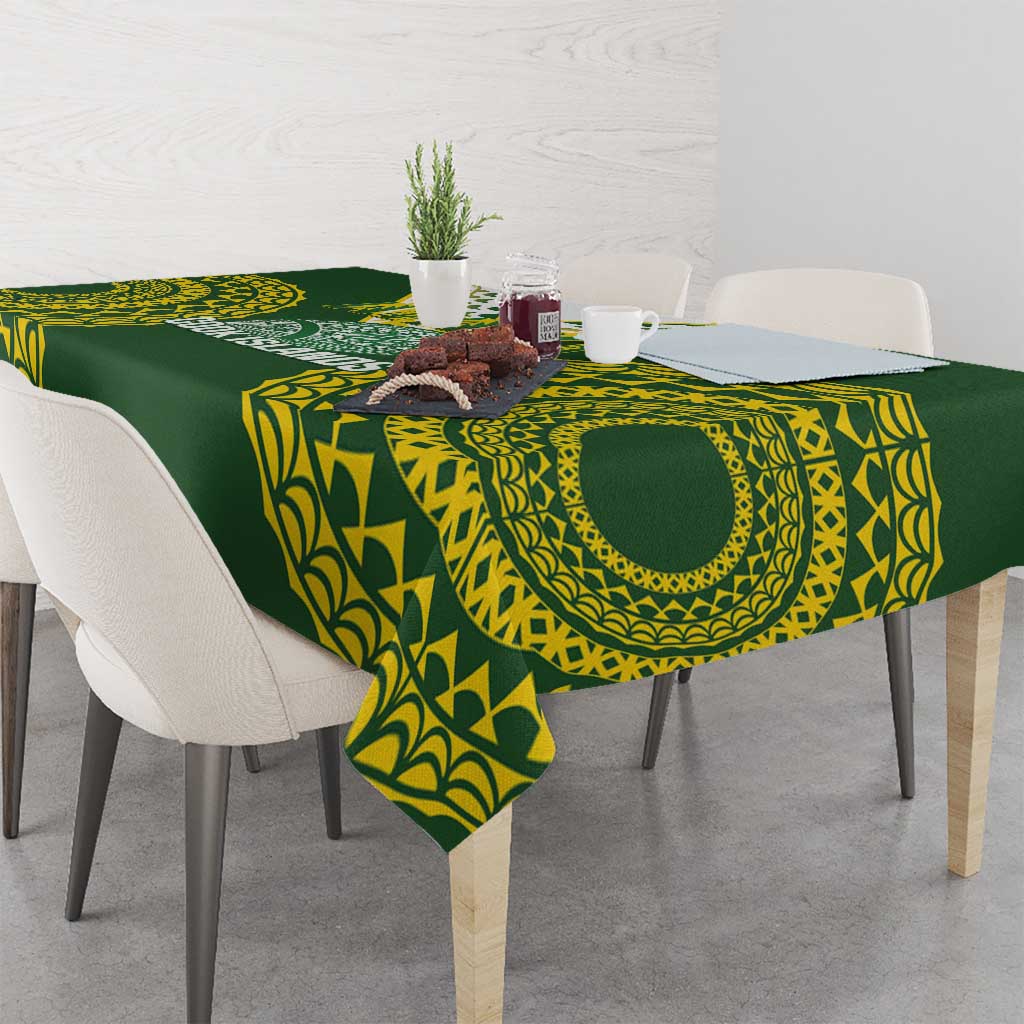 Avaiki Cook Islands Rugby Tablecloth Kuki Airani Tatau Green LT14 - Polynesian Pride