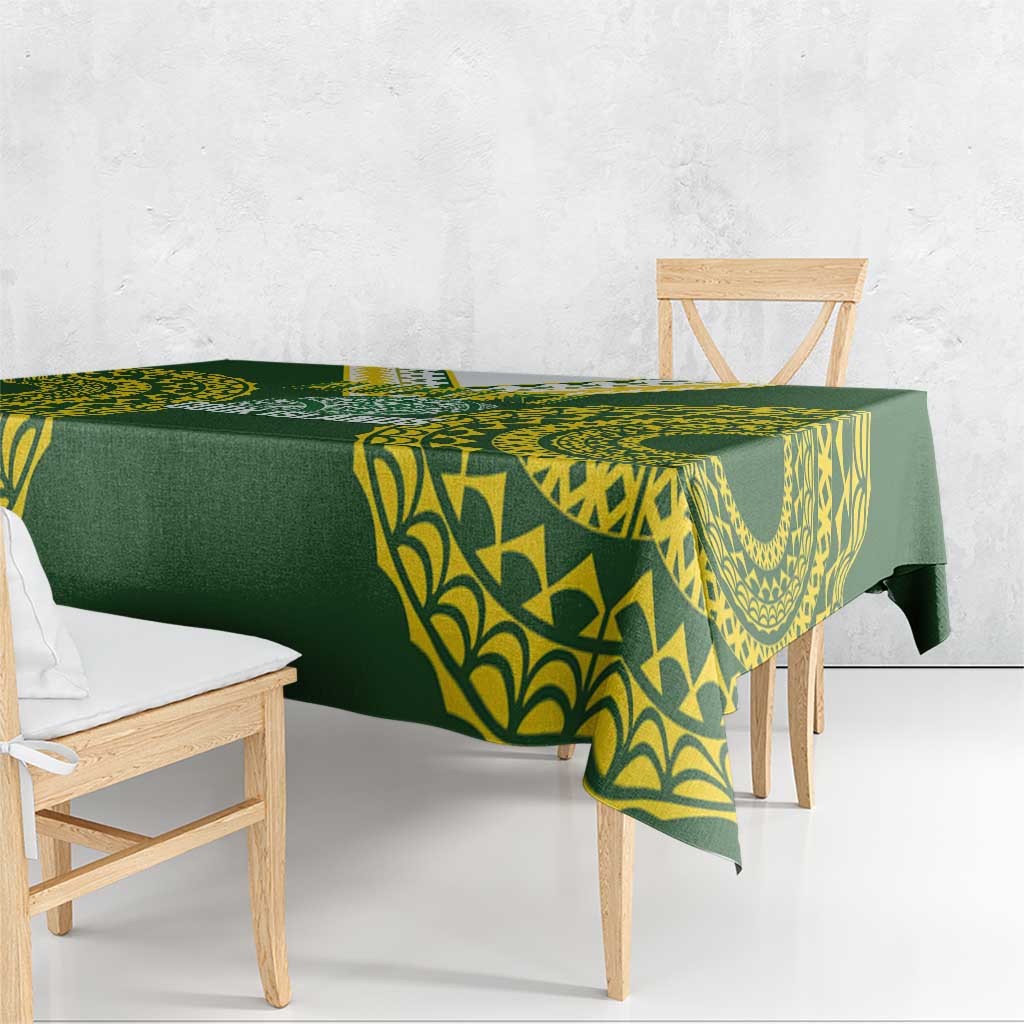 Avaiki Cook Islands Rugby Tablecloth Kuki Airani Tatau Green LT14 - Polynesian Pride