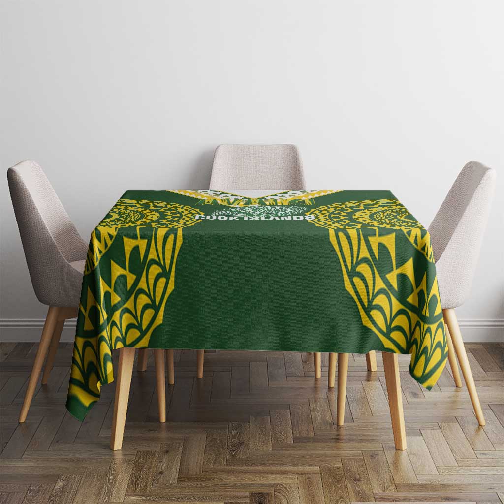 Avaiki Cook Islands Rugby Tablecloth Kuki Airani Tatau Green LT14 - Polynesian Pride