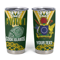 Custom Avaiki Cook Islands Rugby Tumbler Cup Kuki Airani Tatau Green LT14 Green - Polynesian Pride