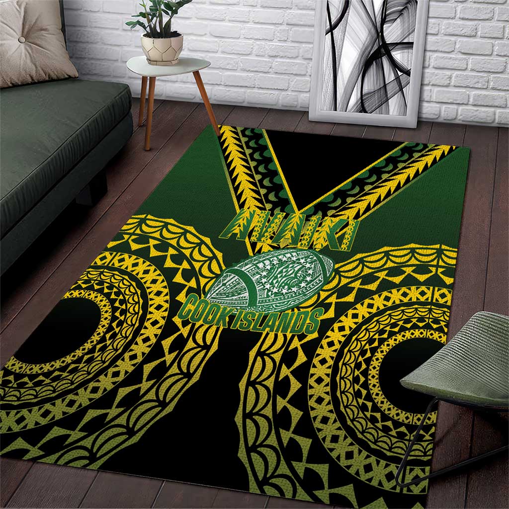 Avaiki Cook Islands Rugby Area Rug Kuki Airani Tatau Black LT14 Black - Polynesian Pride