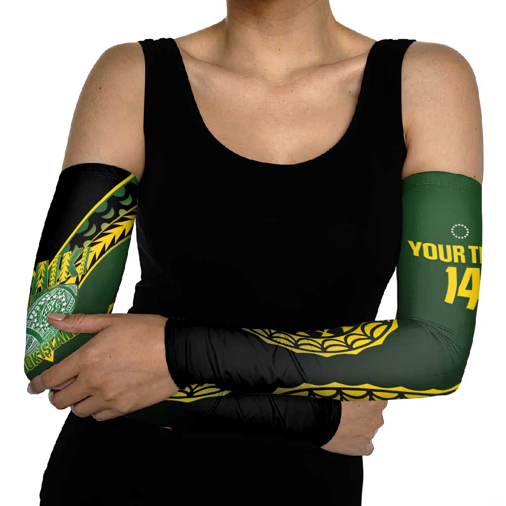 Custom Avaiki Cook Islands Rugby Arm Sleeves Kuki Airani Tatau Black LT14 - Polynesian Pride