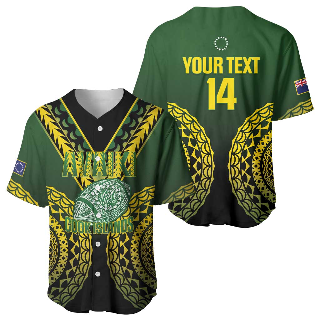 Custom Avaiki Cook Islands Rugby Baseball Jersey Kuki Airani Tatau Black LT14 - Polynesian Pride