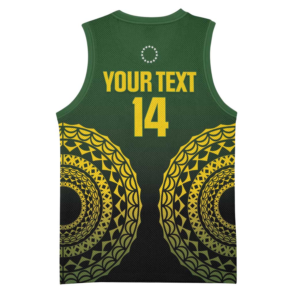 Custom Avaiki Cook Islands Rugby Basketball Jersey Kuki Airani Tatau Black LT14 - Polynesian Pride