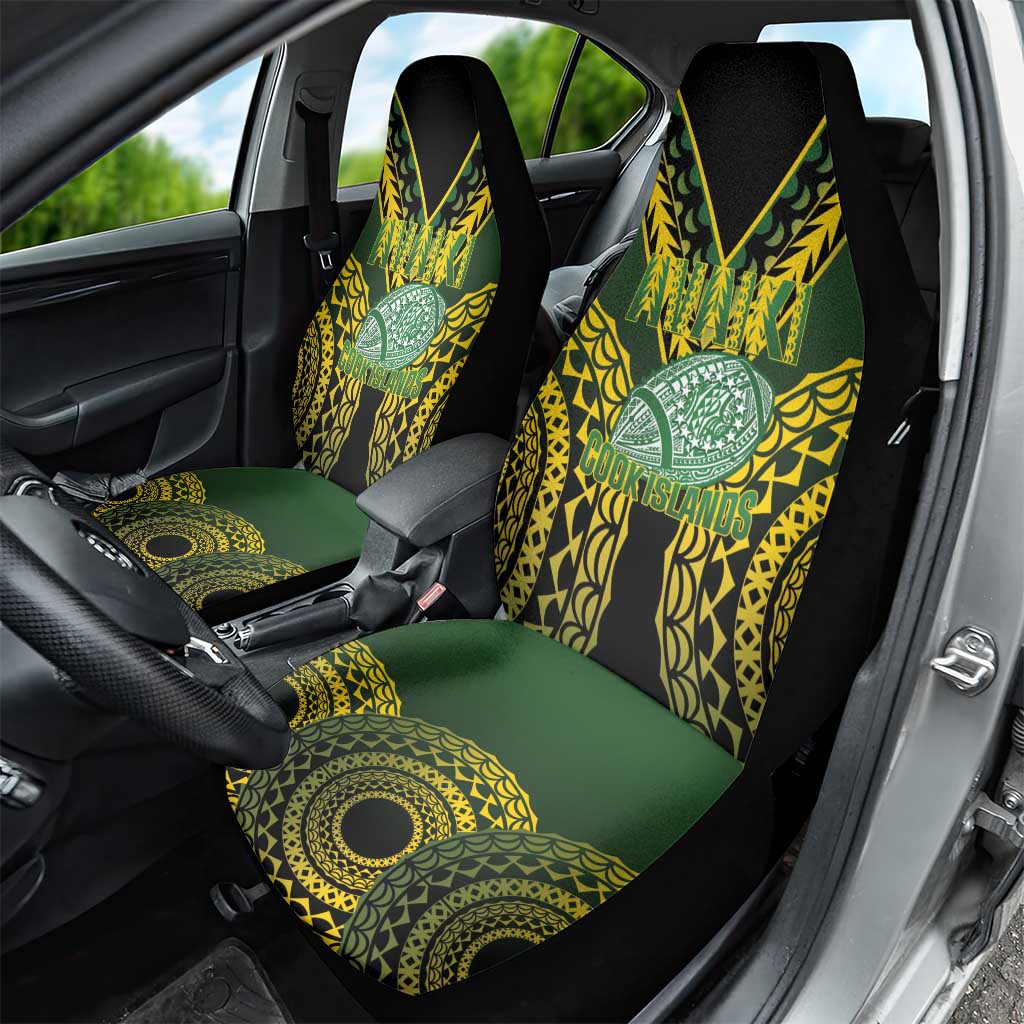 Avaiki Cook Islands Rugby Car Seat Cover Kuki Airani Tatau Black LT14 - Polynesian Pride