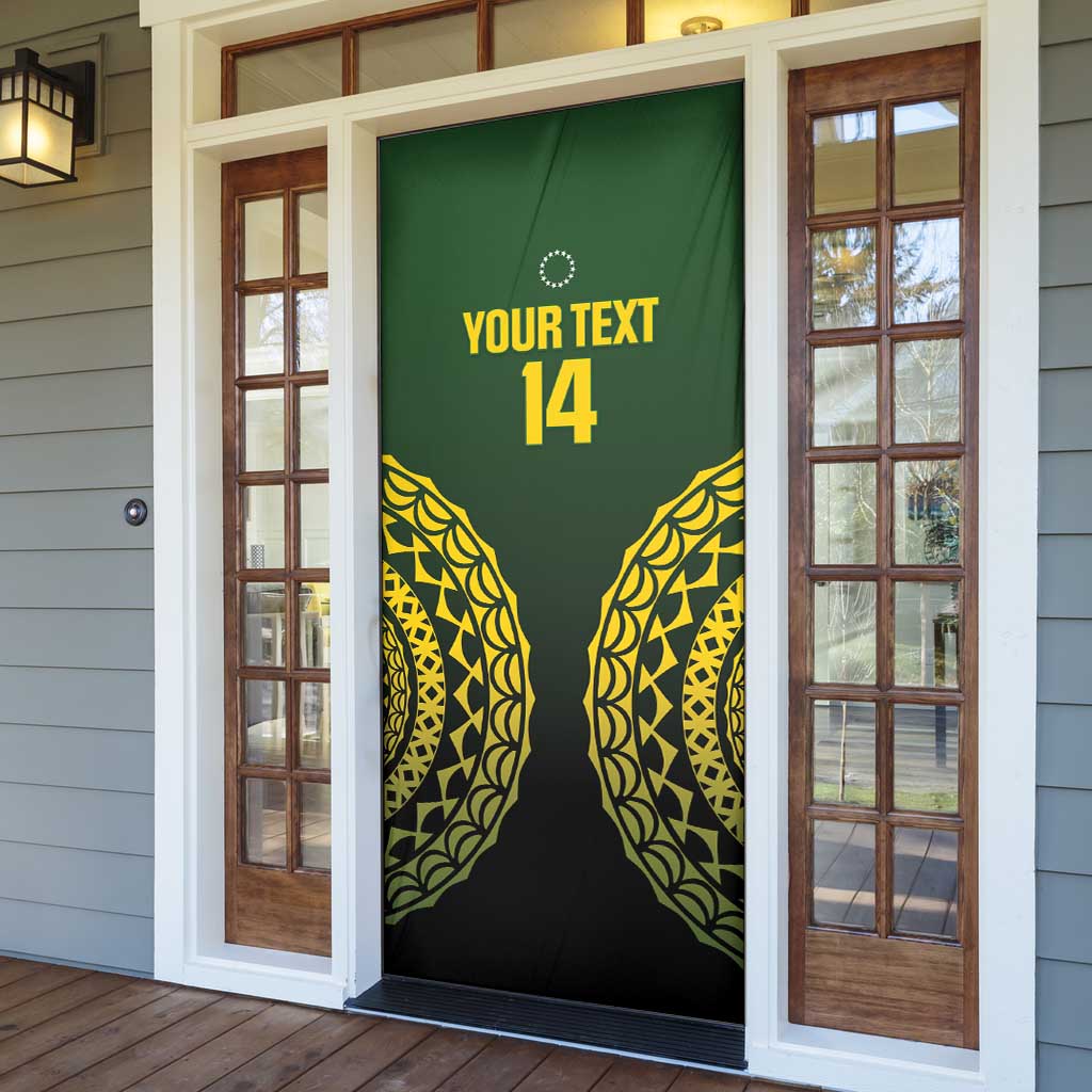 Custom Avaiki Cook Islands Rugby Door Cover Kuki Airani Tatau Black LT14 - Polynesian Pride