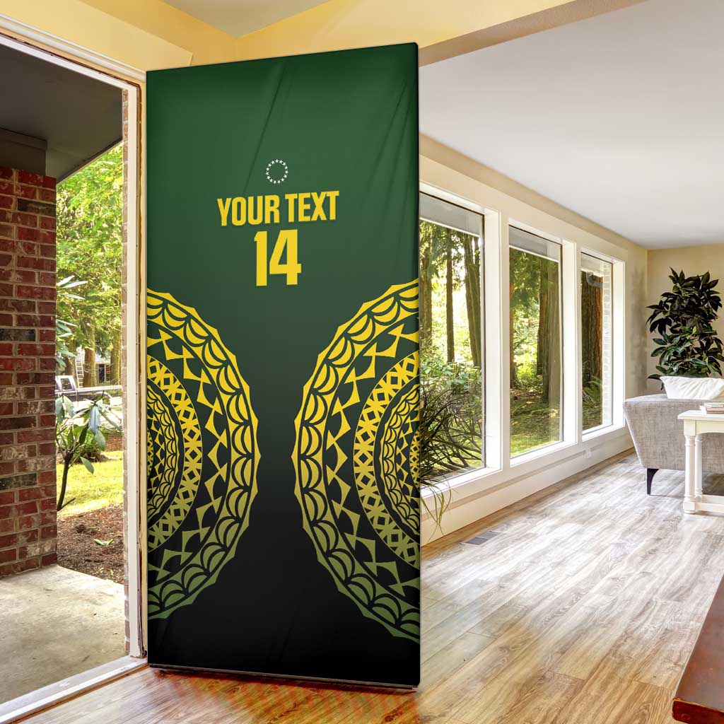 Custom Avaiki Cook Islands Rugby Door Cover Kuki Airani Tatau Black LT14 - Polynesian Pride