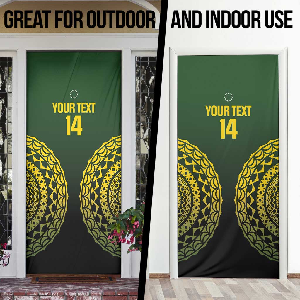 Custom Avaiki Cook Islands Rugby Door Cover Kuki Airani Tatau Black LT14 - Polynesian Pride